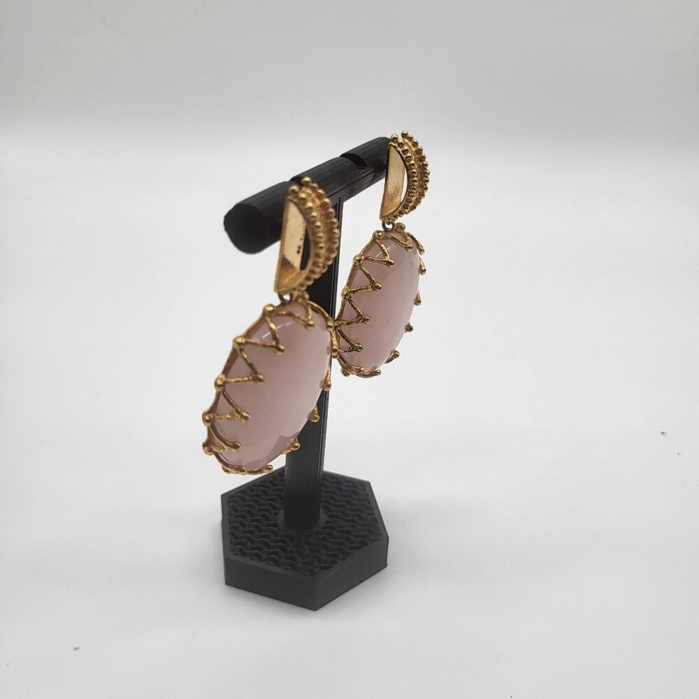 Christie Nicolaides LOLA Earrings Pink Quartz Gold Plated Casa Biscaya Australia - Picture 3 of 11